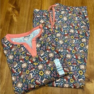 Blue and Pink Women's Pajama Set